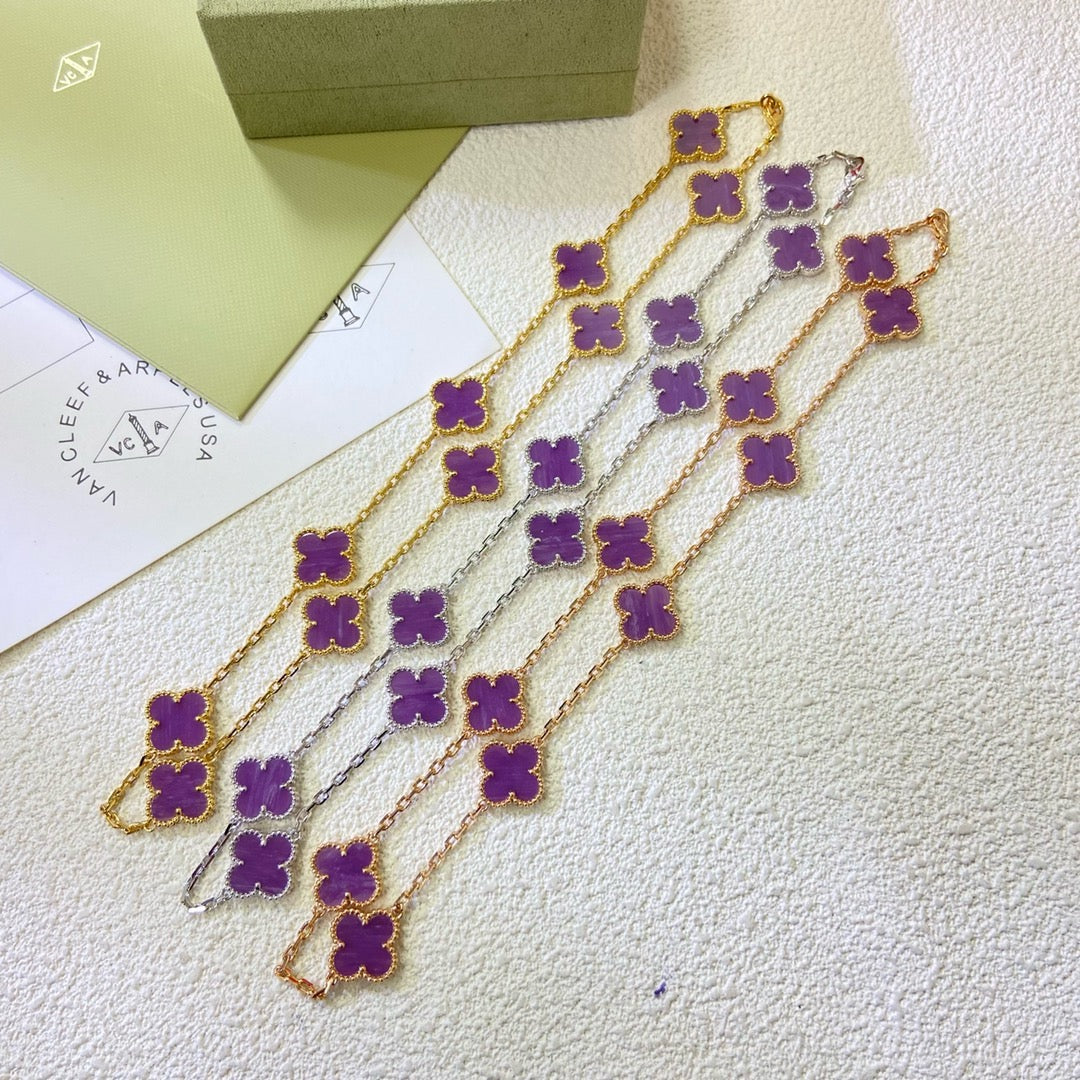 [⭐Haelin Jewelry Jewelry]CLOVER 10 MOTIFS  PURPLE VIOLET  NECKLACE