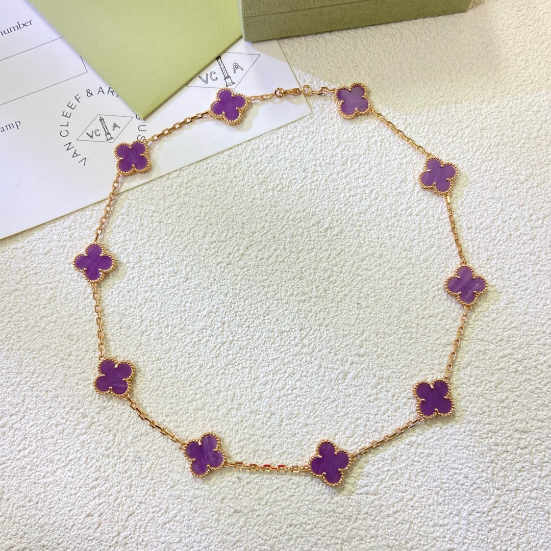 [⭐Haelin Jewelry Jewelry]CLOVER 10 MOTIFS  PURPLE VIOLET  NECKLACE