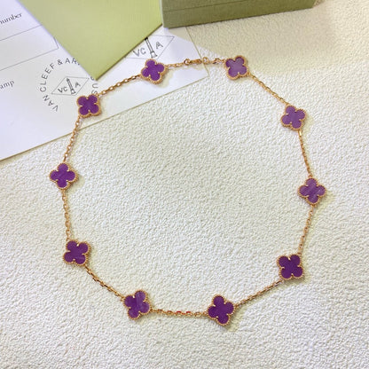[⭐Haelin Jewelry Jewelry]CLOVER 10 MOTIFS  PURPLE VIOLET  NECKLACE
