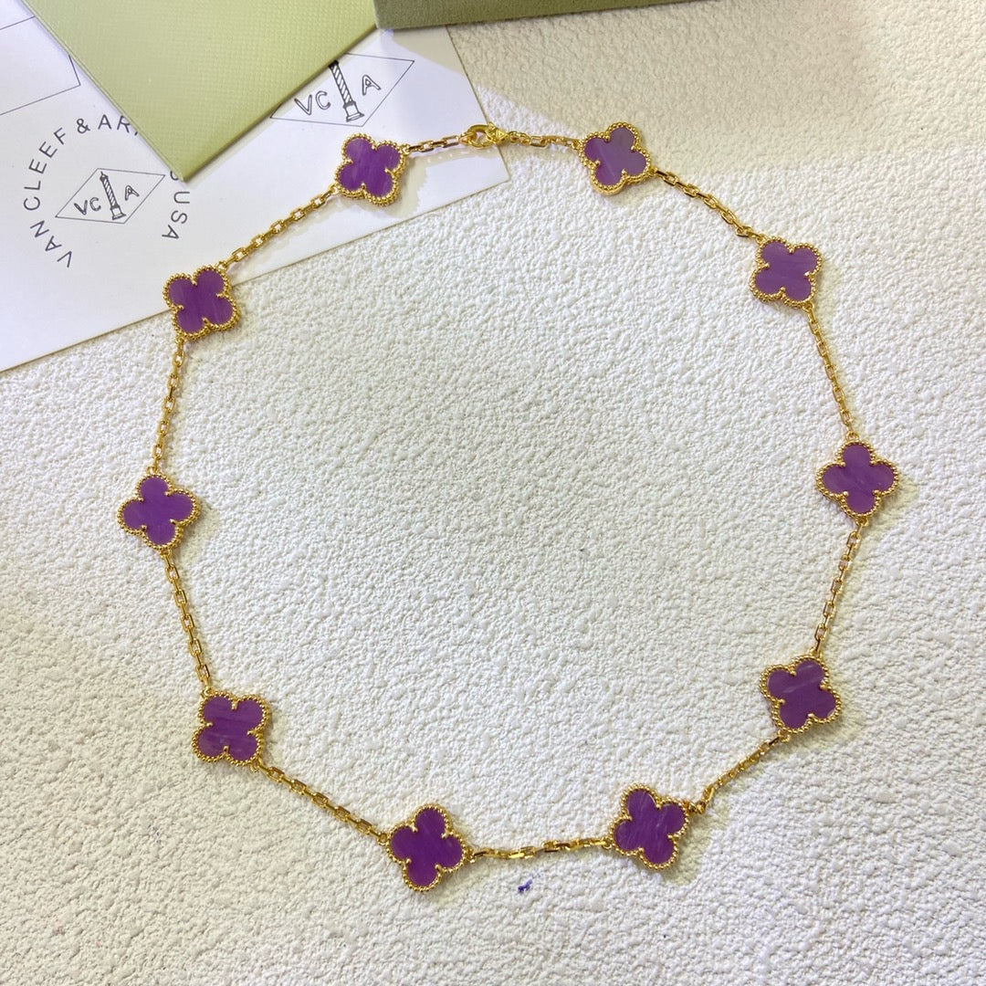 [⭐Haelin Jewelry Jewelry]CLOVER 10 MOTIFS  PURPLE VIOLET  NECKLACE