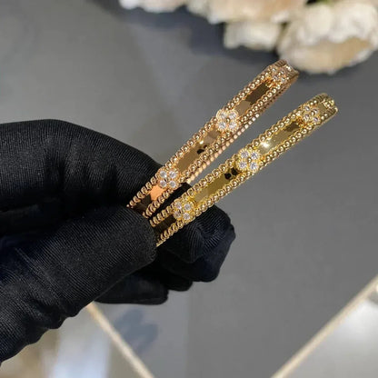 [⭐Haelin Jewelry]CLOVER BRACELET 4MM DIAMONDS