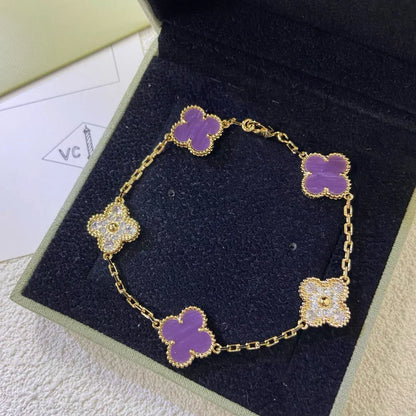 [⭐Haelin Jewelry] CLOVER 5 MOTIF VIOLET BRACELET COLLECTION