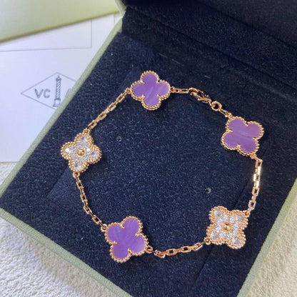[⭐Haelin Jewelry] CLOVER 5 MOTIF VIOLET BRACELET COLLECTION