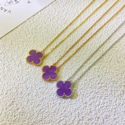 [⭐Haelin Jewelry Jewelry]CLOVER 15MM  PURPLE VIOLET NECKLACE