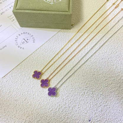 [⭐Haelin Jewelry Jewelry]CLOVER 15MM  PURPLE VIOLET NECKLACE