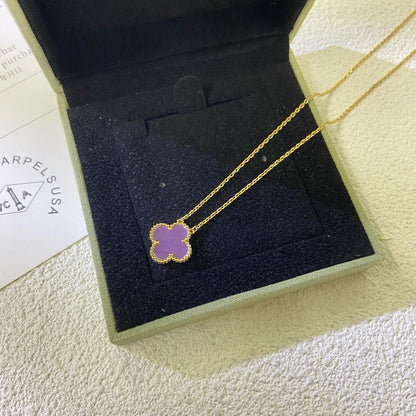 [⭐Haelin Jewelry Jewelry]CLOVER 15MM  PURPLE VIOLET NECKLACE