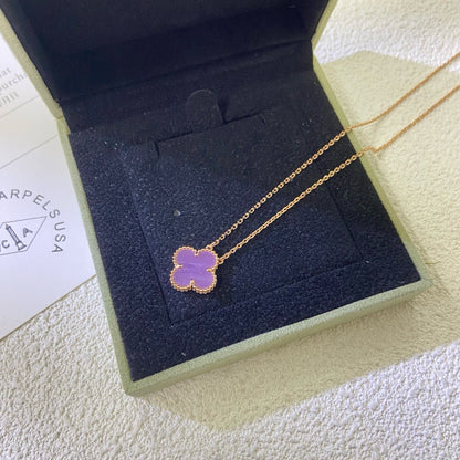 [⭐Haelin Jewelry Jewelry]CLOVER 15MM  PURPLE VIOLET NECKLACE