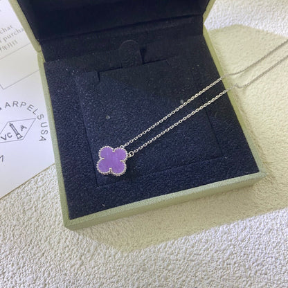 [⭐Haelin Jewelry Jewelry]CLOVER 15MM  PURPLE VIOLET NECKLACE