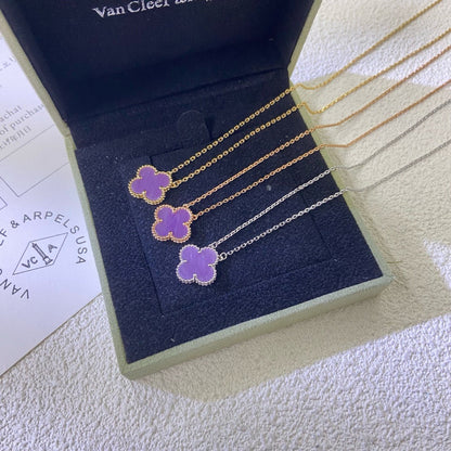 [⭐Haelin Jewelry Jewelry]CLOVER 15MM  PURPLE VIOLET NECKLACE