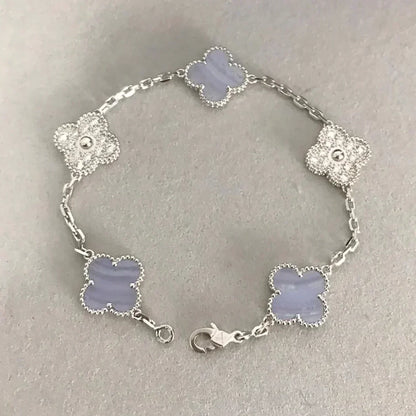 [⭐Haelin Jewelry] CLOVER 5 MOTIF PURPLE CHALCEDONY BRACELET COLLECTION