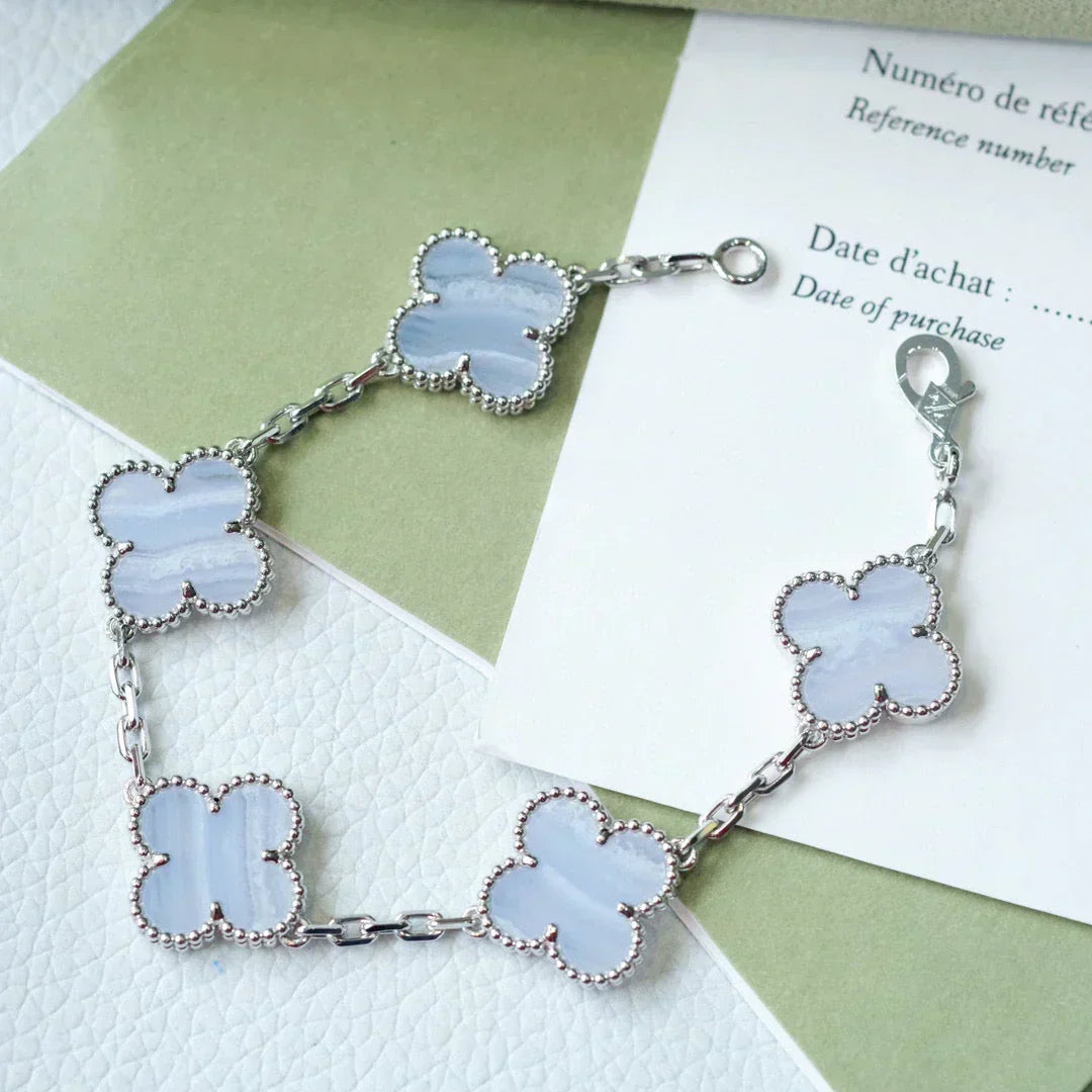 [⭐Haelin Jewelry] CLOVER 5 MOTIF PURPLE CHALCEDONY BRACELET COLLECTION