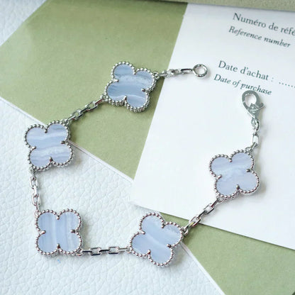 [⭐Haelin Jewelry] CLOVER 5 MOTIF PURPLE CHALCEDONY BRACELET COLLECTION