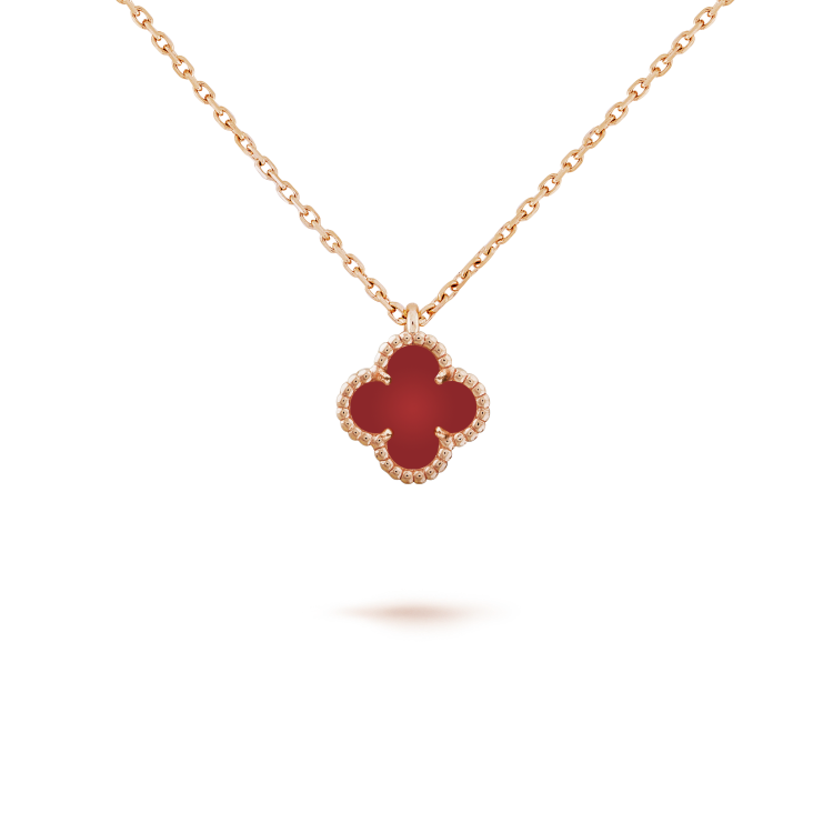 [⭐Haelin Jewelry]CLOVER MINI 9.5MM WHITE CARNELIANS NECKLACE
