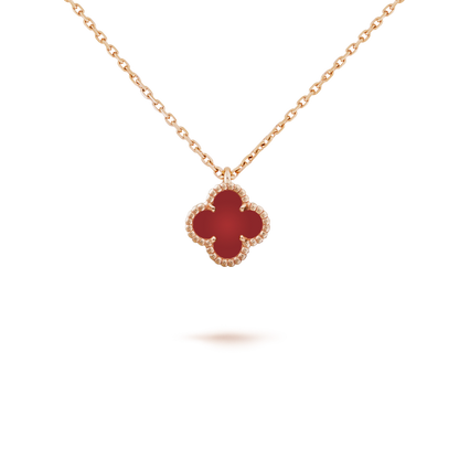 [⭐Haelin Jewelry]CLOVER MINI 9.5MM WHITE CARNELIANS NECKLACE