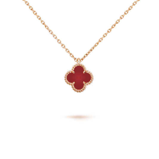 [⭐Haelin Jewelry]CLOVER MINI 9.5MM WHITE CARNELIANS NECKLACE