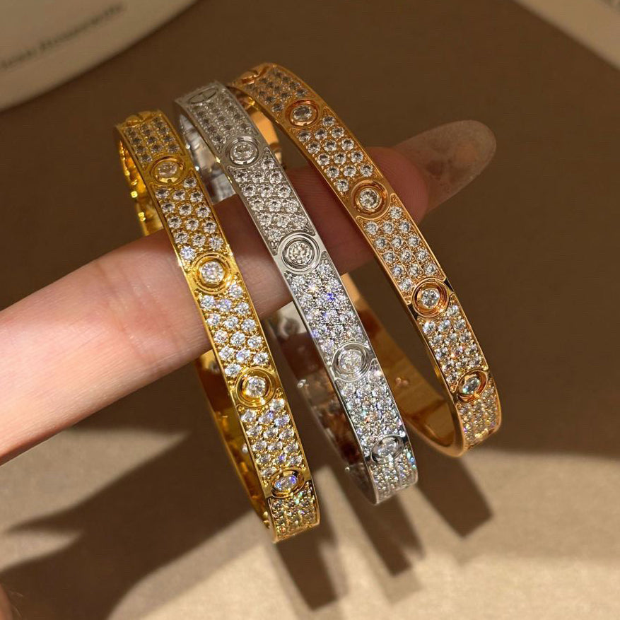 [⭐Haelin Jewelry]LOVE BRACELET 6.1MM DIAMOND-PAVED 10 BIG DIAMONDS