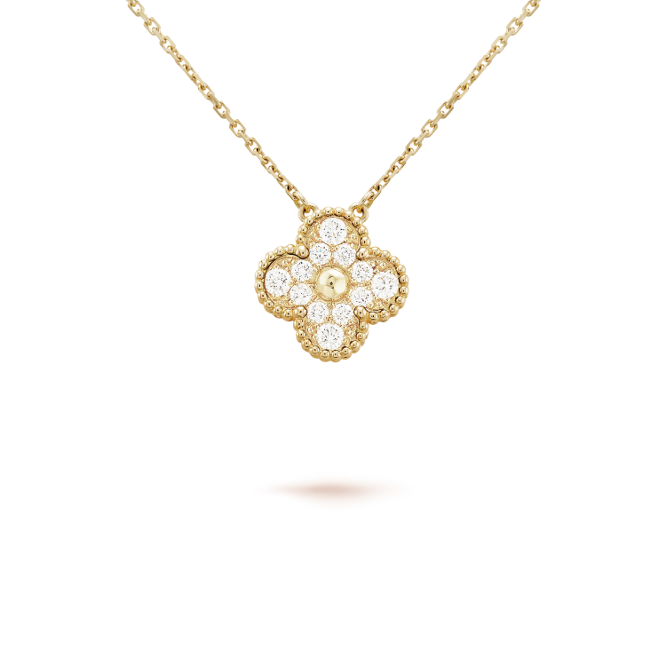 [⭐Haelin Jewelry]CLOVER 15MM DIAMOND SINGLE FLOWER NECKLACE