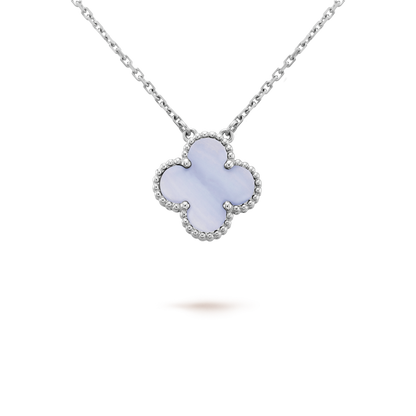[⭐Haelin Jewelry]CLOVER 15MM BLUE CHALCEDONY NECKLACE SILVER