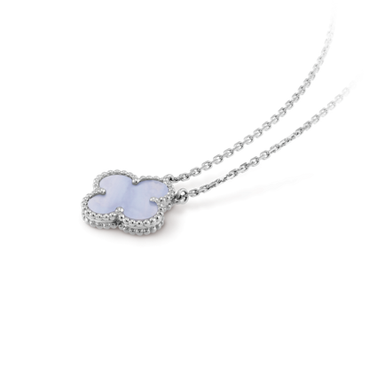 [⭐Haelin Jewelry]CLOVER 15MM BLUE CHALCEDONY NECKLACE SILVER