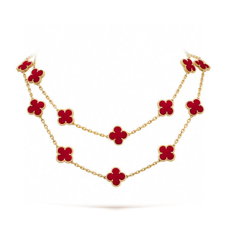 [⭐Haelin Jewelry]CLOVER 20 MOTIFS CARNELIAN NECKLACE