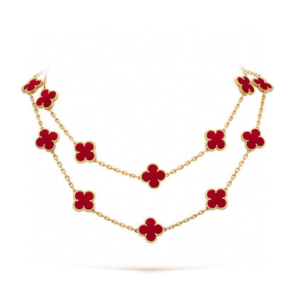[⭐Haelin Jewelry]CLOVER 20 MOTIFS CARNELIAN NECKLACE