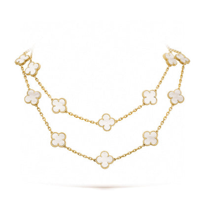 [⭐Haelin Jewelry]CLOVER 20 MOTIFS WHITE MOP NECKLACE