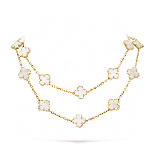 [⭐Haelin Jewelry]CLOVER 20 MOTIFS WHITE MOP NECKLACE
