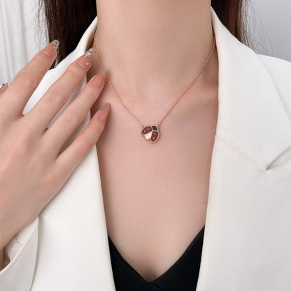 [⭐Haelin Jewelry]LUCKY  CARNELIANS LADYBUG NECKLACE