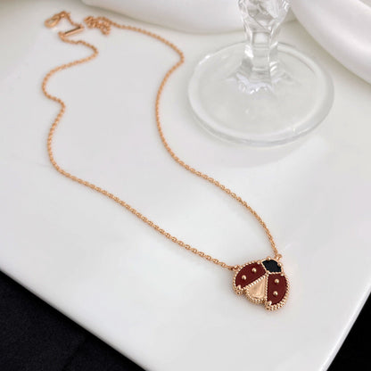 [⭐Haelin Jewelry]LUCKY  CARNELIANS LADYBUG NECKLACE
