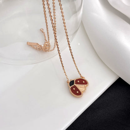 [⭐Haelin Jewelry]LUCKY  CARNELIANS LADYBUG NECKLACE