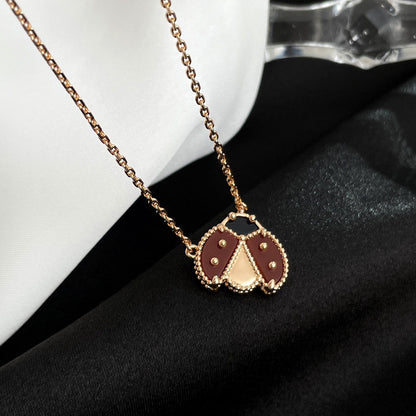 [⭐Haelin Jewelry]LUCKY  CARNELIANS LADYBUG NECKLACE
