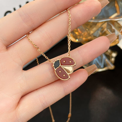 [⭐Haelin Jewelry]LUCKY  CARNELIANS LADYBUG NECKLACE