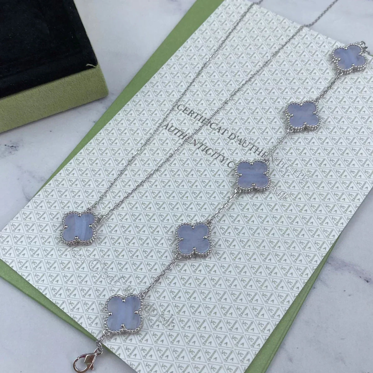 [⭐Haelin Jewelry] CLOVER 5 MOTIF PURPLE CHALCEDONY BRACELET COLLECTION