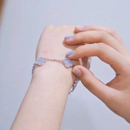 [⭐Haelin Jewelry] CLOVER 5 MOTIF PURPLE CHALCEDONY BRACELET COLLECTION
