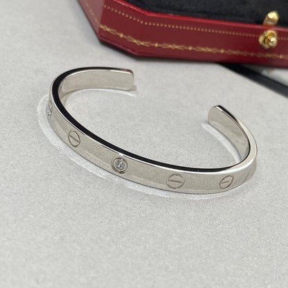 [⭐Haelin Jewelry]LOVE BRACELET 6.1MM 1 DIAMOND OPEN CUFF