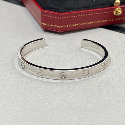 [⭐Haelin Jewelry]LOVE BRACELET 6.1MM 1 DIAMOND OPEN CUFF