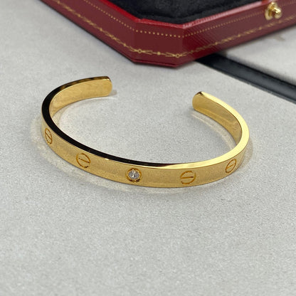[⭐Haelin Jewelry]LOVE BRACELET 6.1MM 1 DIAMOND OPEN CUFF