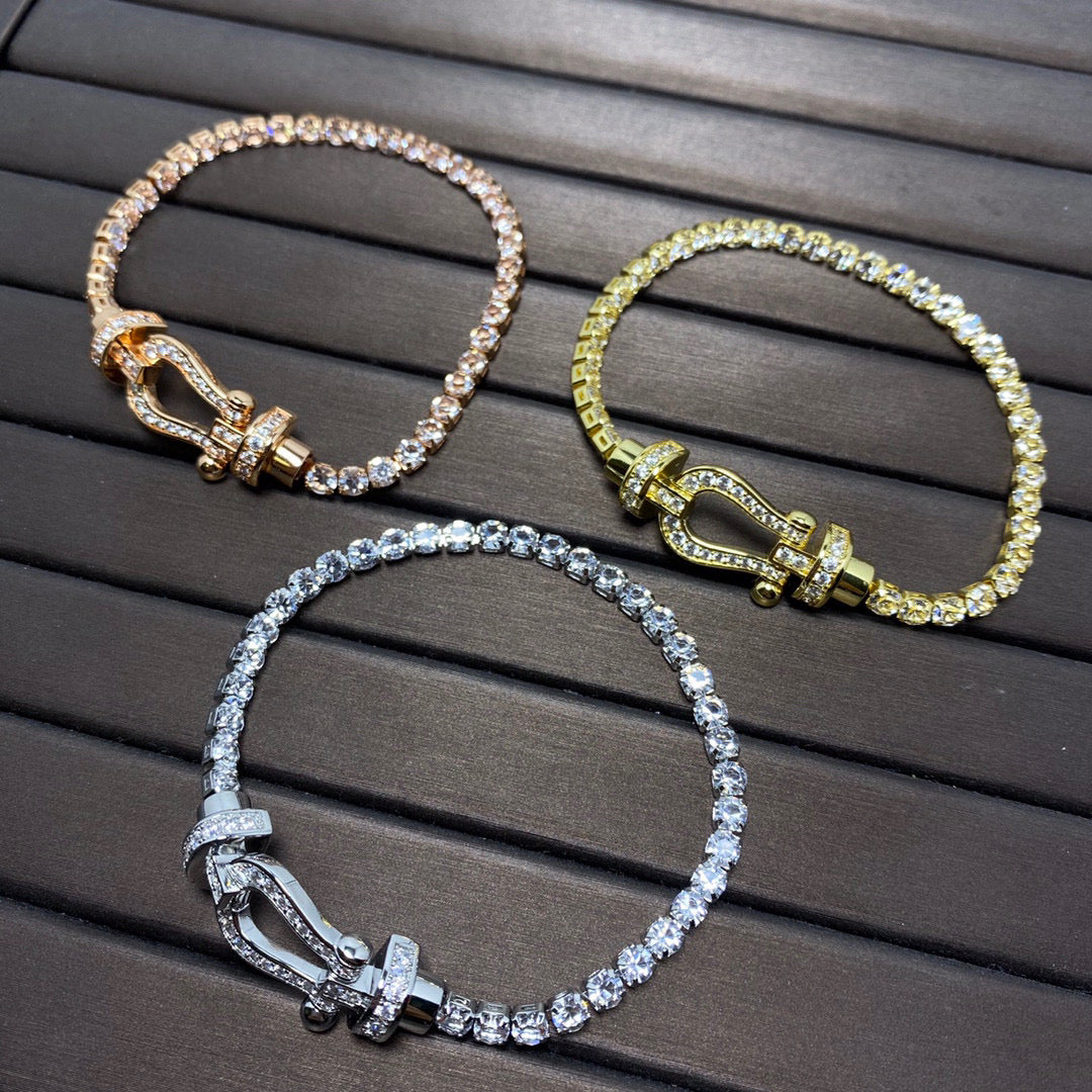[⭐Haelin Jewelry]FORCE  LARGE HORSESHOE FULL DIAMOND TENNIS BRACELET