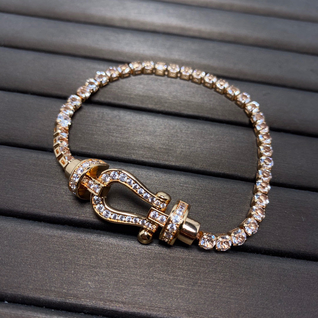 [⭐Haelin Jewelry]FORCE  LARGE HORSESHOE FULL DIAMOND TENNIS BRACELET