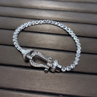 [⭐Haelin Jewelry]FORCE  LARGE HORSESHOE FULL DIAMOND TENNIS BRACELET