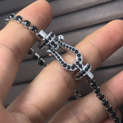 [⭐Haelin Jewelry]FORCE  LARGE HORSESHOE FULL DIAMOND TENNIS BRACELET