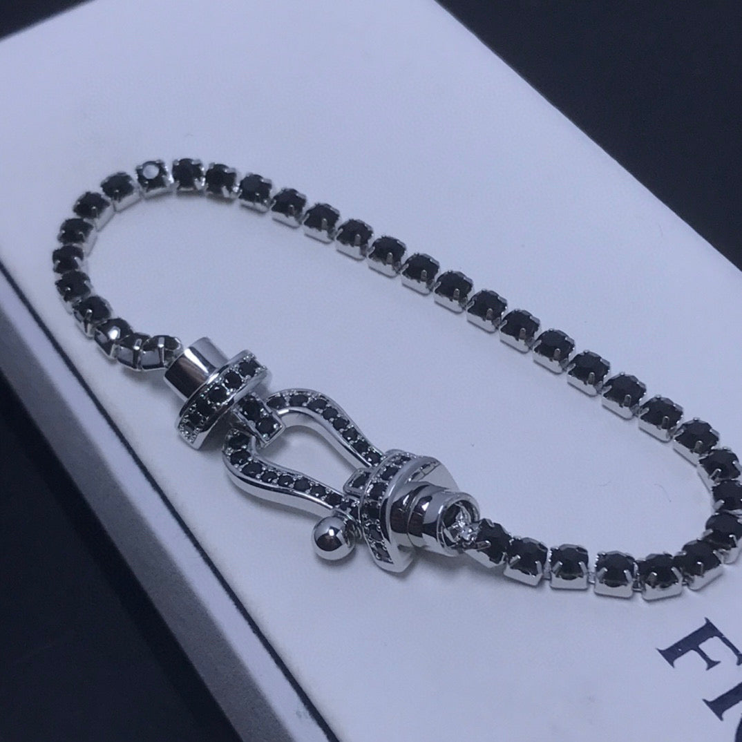 [⭐Haelin Jewelry]FORCE  LARGE HORSESHOE FULL DIAMOND TENNIS BRACELET
