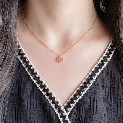 [⭐Haelin Jewelry]CLOVER 15MM PINK MOTHER-OF-PEARL SINGLE FLOWER NECKLACE