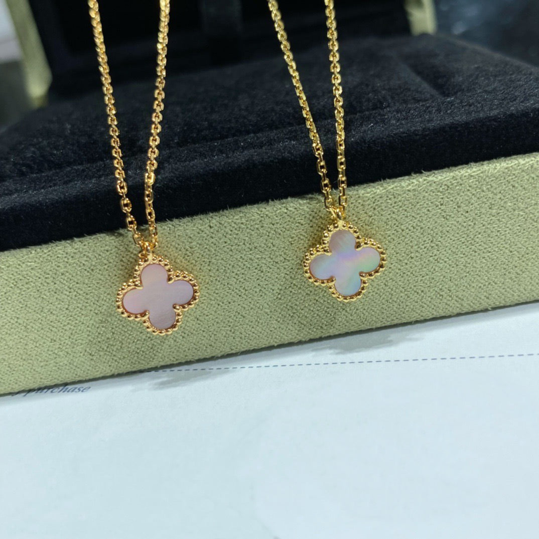 [⭐Haelin Jewelry]CLOVER 15MM PINK MOTHER-OF-PEARL SINGLE FLOWER NECKLACE