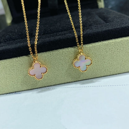 [⭐Haelin Jewelry]CLOVER 15MM PINK MOTHER-OF-PEARL SINGLE FLOWER NECKLACE