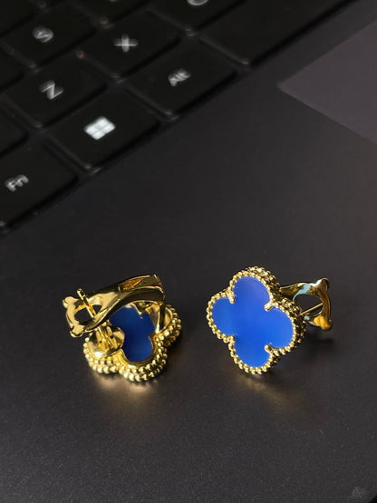 [⭐Haelin Jewelry] CLOVER LARGE (20mm) 1 MOTIFS BLUE MOP STUD EARRINGS