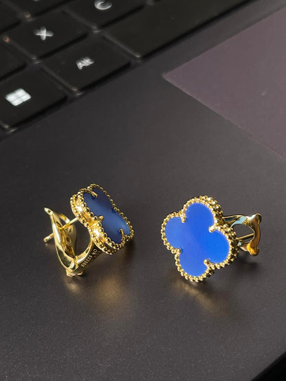 [⭐Haelin Jewelry] CLOVER LARGE (20mm) 1 MOTIFS BLUE MOP STUD EARRINGS