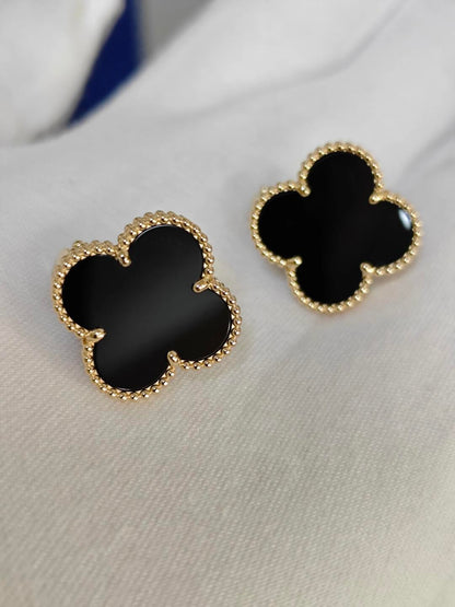 [⭐Haelin Jewelry]CLOVER 20MM BLACK MOP EARRINGS