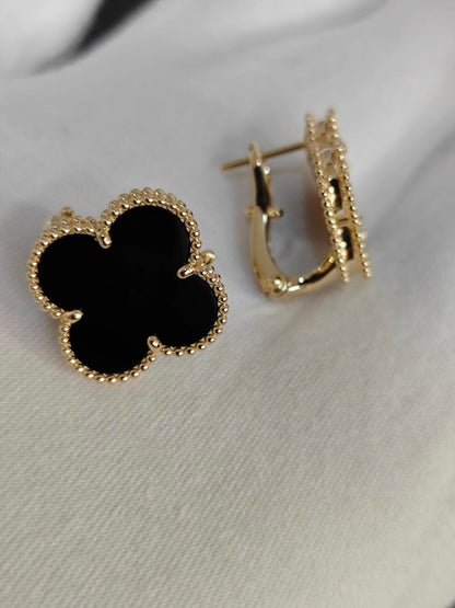 [⭐Haelin Jewelry]CLOVER 20MM BLACK MOP EARRINGS
