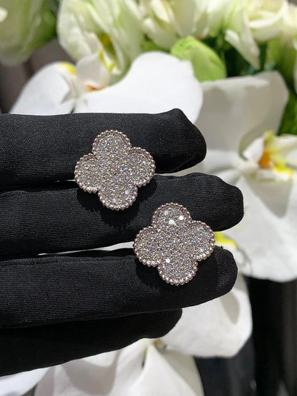 [⭐Haelin Jewelry]CLOVER 20MM MOTIFS DIAMOND STUD EARRINGS SILVER